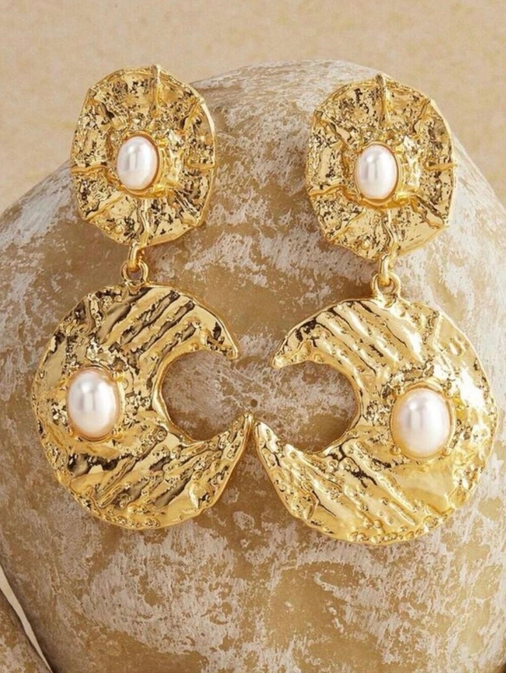 Gold Moon Drop Earrings
